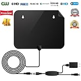 HDTV Antenna【2018 New Version】 50 Miles Range Digital Indoor TV Receiver with Detachable Amplifier, USB Power Supply and Coax Cable, Full 360° Reception Free 1080P 4K