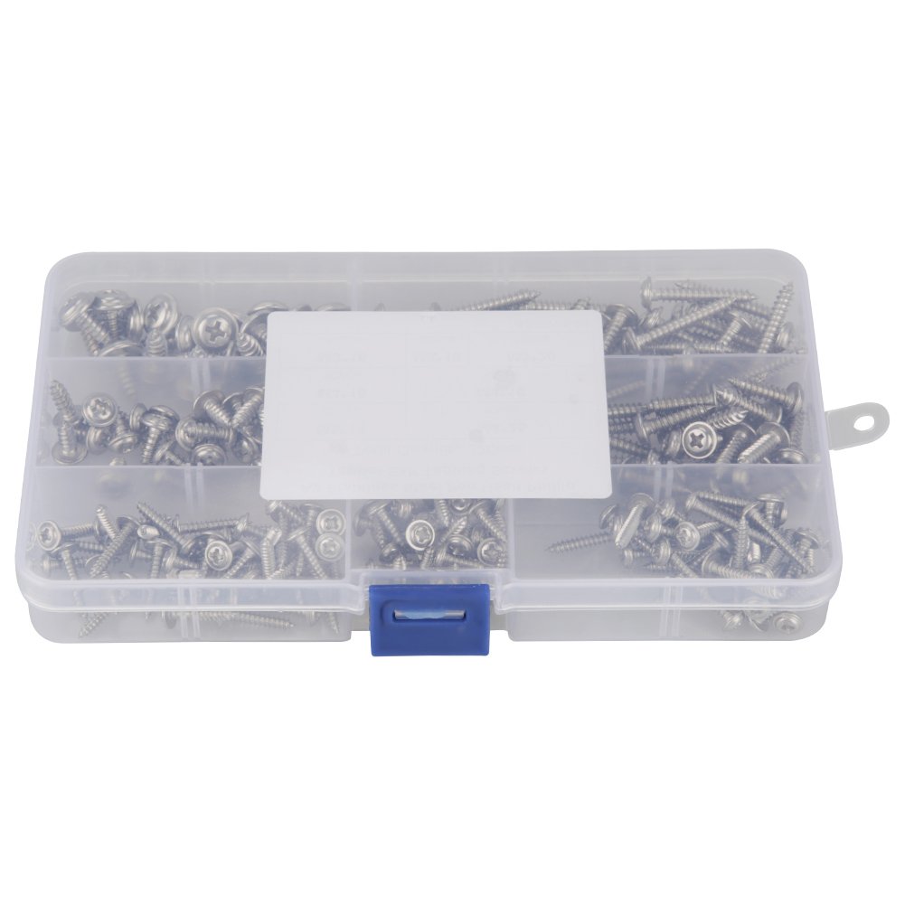 220Pcs Self Tapping Screws,M3 M4 M5 304 Stainless Steel Pan Head Cross Tapper Self Tapping Screws Set (Silver)