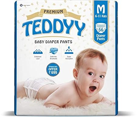Teddyy Baby Premium Medium Diaper Pants (Pack of 56)