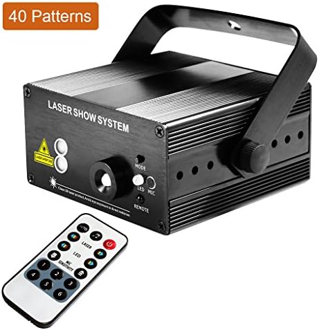 Buwei Stage Laser Light 40 Patterns Red &amp; Green &amp; Blue LED Laser Stage Lighting Projector DJ Lighting with AUTO Active and Wireless Remote Control