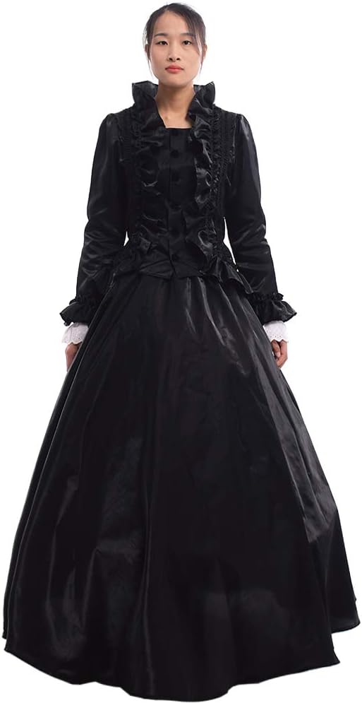 GRACEART Womens Medieval Victorian Fancy Dresses with Crinoline Palace Royal Masquerade Vintage Costume (XL, Black) - Image 4