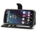 Droid Turbo Case, Abacus24-7 Wallet with Flip Cover and Stand, Black