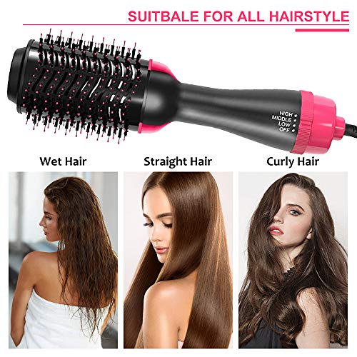 Hair Dryer Brush,Hot Air Brush, One Step Hair Dryer & Volumizer, Styler for Straightening, Curling, Salon Negative Ion Ceramic Electric Blow Dryer Rotating Straightener