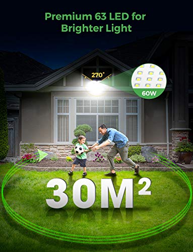 LITOM Solar Lights Outdoor with Remote Control, 3 Lighting Modes, 270°Wide Angle, IP67 Waterproof, Easy-to-Install Security Lights for Front Door, Yard, Garage, Deck, Fence-2 Pack