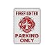 American Wit Firefighter Firemen Parking Only Metal Sign - Novelty 12 x 8 Inches For Indoor and Outdoor Decor. (Firefighter Parking Only)