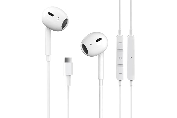 USB C Headphones for iPhone 17/16/15 Pro Max Plus Type C Earphones with Microphone & Remote Noise Cancelling Earbuds for iPhone 17/16/15 Pro, iPad, Galaxy S23/S22/S21/S20/Ultra Note 10/20