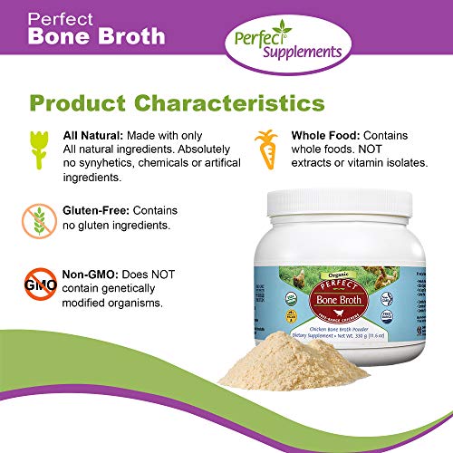 Perfect Organic Chicken Bone Broth Powder Free Range Low Sodium