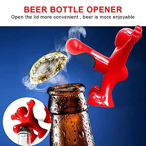 Faraone4w 3 in 1 Wine Opener Set, Happy Man Bottle Opener, Wine Bottle Stoppers Wine Bottle Corkscrew Beverage Bottle Stopper Corkscrew, Novelty Set - Gift Set - Wine Saver