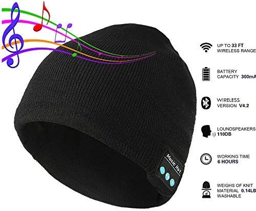 Pardecor Tech Speaker Beanie Hats with Bluethooth Headphones, Unique Winter Headset and Wireless Music Players Mic Cap for Stocking Stuffers Gift, Warmer Ear Winter Outdoor Sports for Men Women Teen