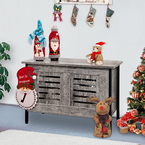 LEYAOYAO Storage Chest, Grey Toy Box with Safety Hinge, FlipTop Wooden