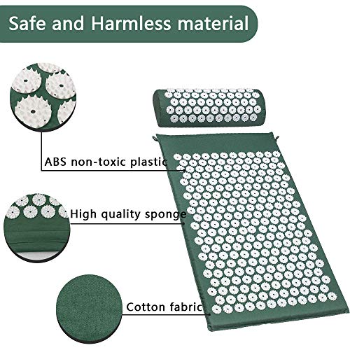Acupressure Mat and Neck Massgae Pillow Set for Back Pain Relief