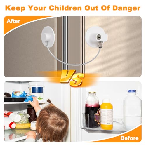 Romon 4 x Child Window Safety Locks with 8 Keys for Doors, Windows and Fridges, Drawers, Washing Machines, Focused on Child Safety