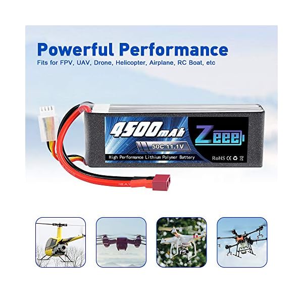 Zeee 3S LiPo Akku 11,1V 4500mAh 50C RC Batterie mit Deans T Stecker für RC Car RC Truck RC Auto Boot Helicopter LKW RC… – Bild 5