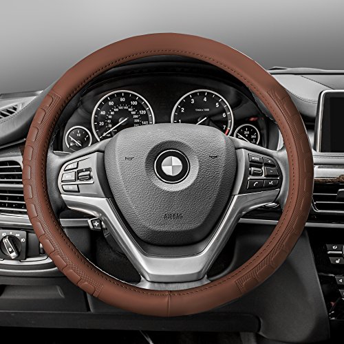 FH Group FH2006TAN Steering Wheel Cover (Microfiber Embossed Leather Tan)