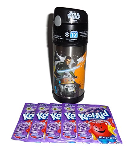 Thermos Star Wars 12 Ounce Funtainer and 5 Packs of Grape Kool-Aid (Bundle)