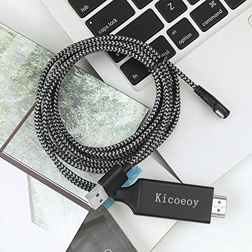 Compatible with iPhone iPad to HDMI Adapter Cable, Kicoeoy 6.6ft Digital AV Adapter 1080P HD TV Connector Cord Compatible with iPhone Xs Max XR 8 7 6Plus 5 iPad iPod to TV (Black)
