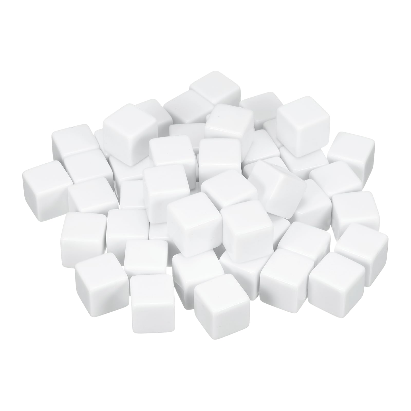 sourcing map 50Pcs Acrylic Blank Dice, 18mm/0.71" Acrylic Six Sided Blank White Dice Blocks with Smoothed Surface for Board Games Party Fun