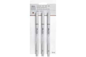 Winsor & Newton Fineliner Fine Point Pen Set, Assorted, Set of 3, Sepia