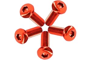 IBYZSO 5PCS M5 0.8mm Pitch Colourful Aluminum Alloy Bicycle Accessories Round Head Allen Screw,Brown Orange,M5x6