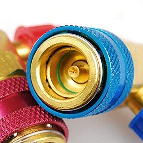 FASTROHY Adjustable R134A AC Quick Coupler Connector Adapters Fitting High Low 1/4 inch SAE HVAC Manifold Gauge Hose Set