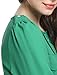 Allegra K Lady Split Neck Long Sleeve Mock Chest Pockets Shirt XL Green