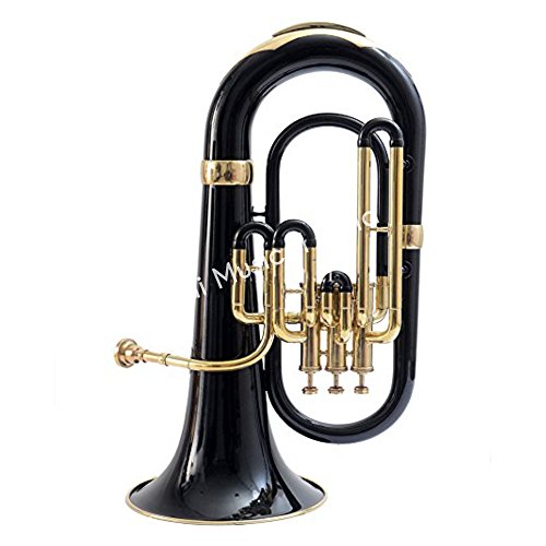 Queen Brass Euphonium Black lacquered and Brass polished Bb 3 valve with hard case - Thumbnail 5
