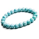8mm Natural Blue Larimar Gemstone Round Beads Bracelet Women Men Stretch AAAAA