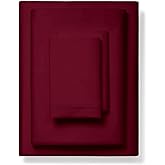 1000-Thread-Count 100% Pure Cotton Bed Sheets -4 Pc King Size Burgundy Sheet Set, Single Ply Long Staple Combed Cotton Yarns, Best Luxury Sateen Weave, Fits Mattress Upto 17'' Deep Pocket