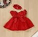 morecome Baby Flower Girls Princess Pageant Lace Dresses (6M, Red)