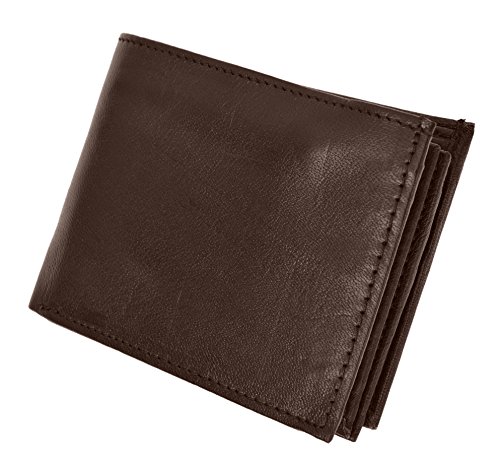 Marshal Leather Mens Wallet Black Bifold Fixed Flip 3 Window ID Organza Gift Bag