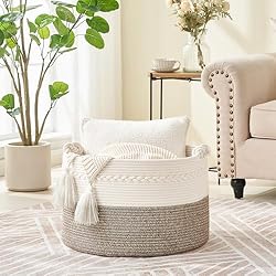 KAKAMAY Large Blanket Basket (20"x13"),Woven