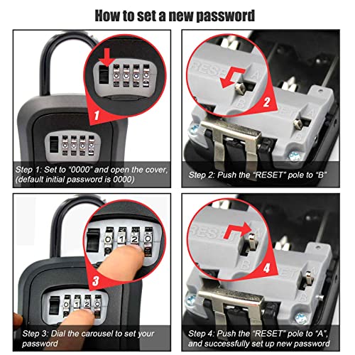 Key Lock Box, Combination Lockbox with Code for House Key Storage