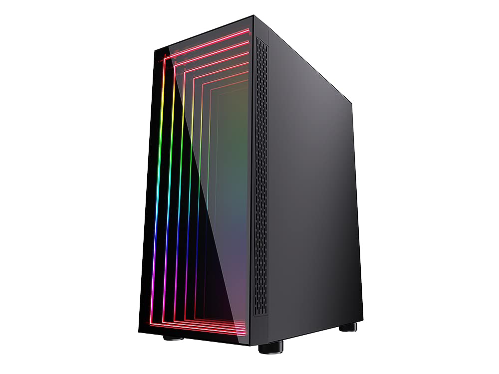 Bgears b-Optillusion (Fans NOT Included) Gaming PC ATX case, Special Optical Illusion ARGB Front Panel, Tempered Glass Side. USB3.0, Support up to EATX Motherboard.