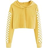 Imily Bela Kids Crop Tops Girls Hoodies Cute Plaid Long Sleeve Fashion Sweatshirts