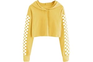 Imily Bela Kids Crop Tops Girls Hoodies Cute Plaid Long Sleeve Fashion Sweatshirts
