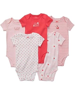 Baby Girls' 5-Pack Short-Sleeve Bodysuits 24 M Pink
