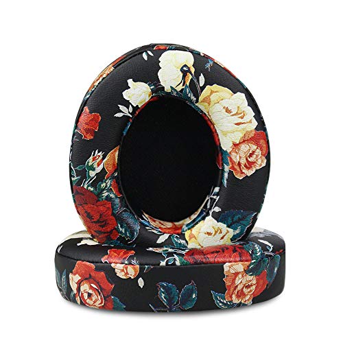 Beats Studio 2/3 Replacement Earpads,Protein Leather/Memory Foam Ear Cushion Pads Cover Ear Cups for Beats Studio 2.0 Wired/Wireless B0500/B0501 & Studio 3.0 Over Ear Headphones,Floral Black