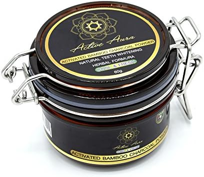 Active Aura Natural Teeth Whitening & Toothache relief Activated Bamboo Charcoal Detox Powder