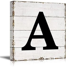 Canvas Wall Art English Letter Wood Background Home Wall Decorations for Bedroom Living Room Paintings Canvas Prints Framed - 12x12 inches