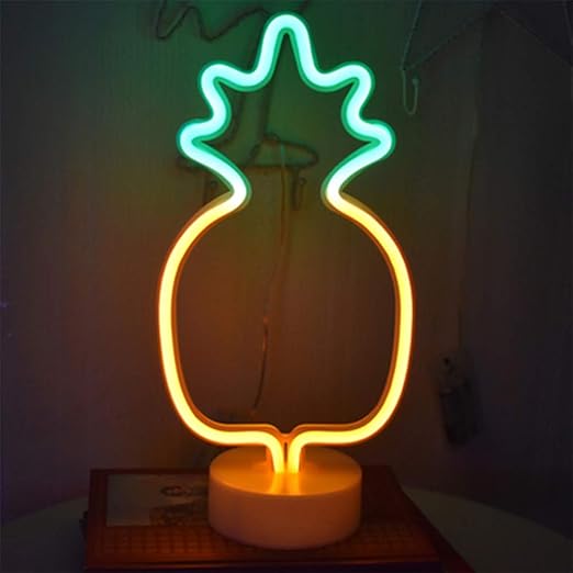 led pineapple neon signs warm white led neon light sign with holder base battery usb operated light up for for luau summer party christmas birthday