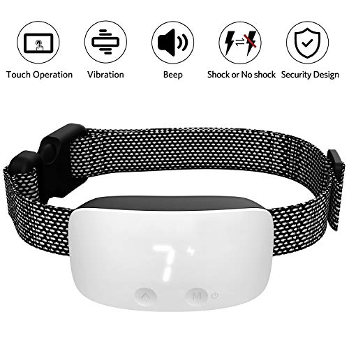 Dog Bark Collar, TIMPROVE 2020 Latest Design Backlight LED Rechargeable IP67 Waterproof Effective Anti Bark Collar for Small Medium Large Dogs with Smart Automatic Sensor
