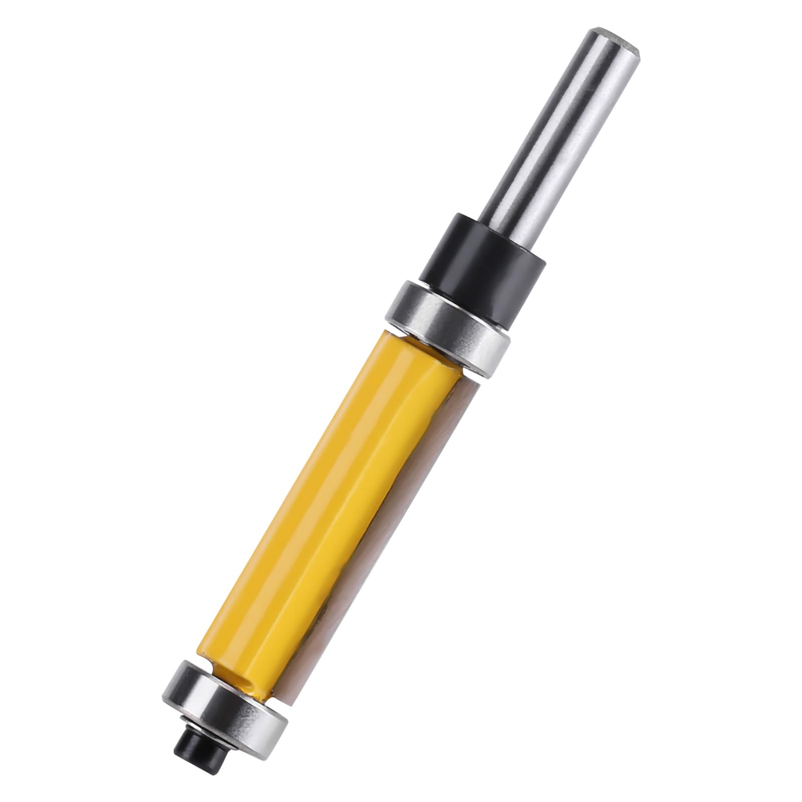 Woodworking Router Bit Set with Top and Bottom Bearings, Flush Trim Milling Cutter, 1/4" Shank, 1/2" Cutting Diameter, Cemented Carbide