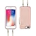 ZVE Wallet Case for Apple iPhone 8 Plus and iPhone 7 Plus, 5.5 inch, Wallet Case with Crossbody Chain Credit Card Holder Slot Zipper Purse Case for Apple iPhone 7 Plus and 8 Plus - Rose Gold