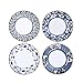 Beautyflier Set of 4 Ceramic Sauce Dish Soy Sauce Dipping Bowls Appetizer Plates Side Dishes Serving Dish Japanese Style Dinnerware Set (Leaf&flower(3.5inch))