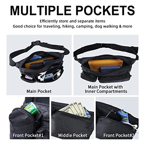 Eono Water Resistant Bum Bag with Multi-Pockets, Large Capacity Waist Fanny Pack for Hiking, Dog Walking, Travel & Outdoor Activities