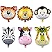 PartyTalk 6pcs Jungle Safari Animal Balloons with Zoo Animal Happy Birthday Banner, Safari Zoo Animals Party Supplies for Jungle Birthday Party Baby Shower Decorations