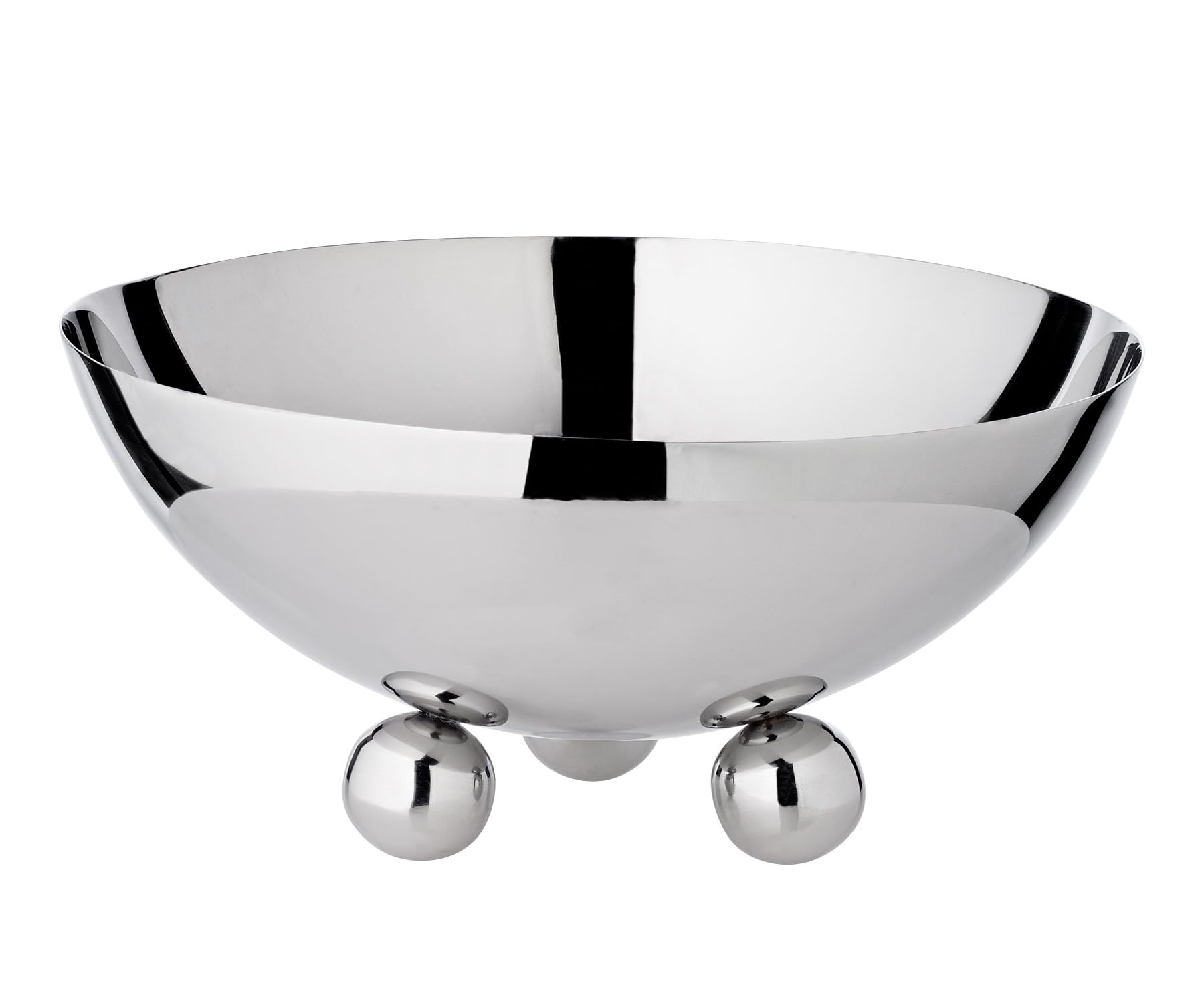 EDZARD Bowl Chicago (Diameter 19.5 cm, Height 9 cm) on 3 Ball feet, high-Gloss Polished Stainless Steel
