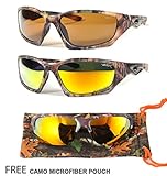 Men Women Unisex Camouflage Sport Wrap Sunglasses Eyewear Glasses For Outdoor HD Lenses With FREE Hard Case + Cleaning Pouch