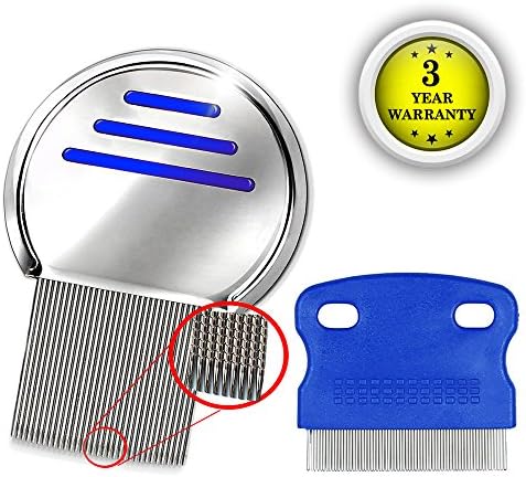 Lice Comb Kit Head Brush for Louse Treatment Best Set Terminator Removing Louse and Nits for all Different Types of Hair (Blue)