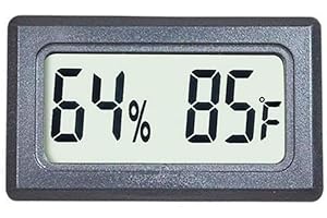 VEANIC Mini Digital Thermometer Hygrometer Meters Gauge Indoor Large Number Display Temperature Fahrenheit (℉) Humidity for Home Office Humidors Jars Incubators Guitar Case